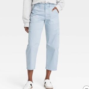 Barrel Leg Mid Rise Pants Size 2 Universal Thread Pale Blue Spring